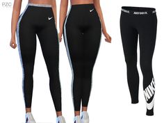 two women in black and white nike leggings