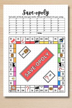 Bullet Journal Habit Tracker Ideas Budgeting Journal Ideas, Savings Challenge Aesthetic, Financial Tracker Bullet Journal, Saving Challenge Games, Saveopoly Free Printable, Savings Challenge Bullet Journal, Saveopoly Challenge, Saving Tracker Bullet Journal, Save Opoly