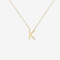 Initial Necklace in Gold Vermeil (letter K) Amelia Rose, Classic Gold, Initial Necklace, Love Letters, Out Of Style, Chain Lengths, Chain Length, Gold Vermeil, Simple Designs