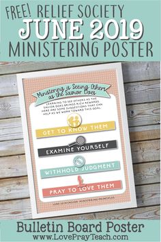 an image of a poster with the text, freebie society june 2019 ministering poster