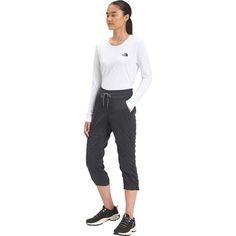 Whether you're climbing, hiking, or simply running errands around town, The North Face Women's Aphrodite 2. 0 Capri Pant provides lightweight performance. The Aphrodite features FlashDry XD fabric that effortlessly wicks away moisture and stretches with your movements. To add to your casual style, these slim-fitting capris have a ribbed waistband with an adjustable drawcord, shirred details, and a drawcord cinch at the leg openings. Casual The North Face Activewear For Outdoor Activities, Athleisure Capris For Outdoor Activities, Spring Athleisure Activewear For Hiking, The North Face Sporty Activewear For Outdoor Activities, The North Face Athleisure Activewear For Outdoor, Casual The North Face Activewear For Outdoor, Aphrodite Features, Athleisure Moisture-wicking Outdoor Pants, Moisture-wicking Capri Length Activewear