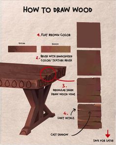 the instructions for how to draw wood in adobe, photoshopped and inked