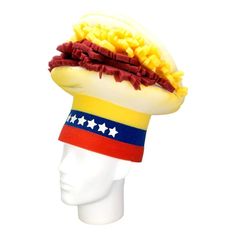 "Get this Awesome Arepa Venezuela Hat Today! This Arepa Venezuela Hat will definitely make you stand out at your next Party, Wedding, Corporate Event, Birthday, Quinceanera, or Halloween Party! Product Details: ✓Made in the USA ✓Handmade ✓High Quality Foam ✓One Size Fits Most ✓Customizable to your preferences \"This is where your party starts\". Give your next party a new life and rediscover your youth with Foam Party Hats. Foam Party Hats Guarantee At Foam Party Hats we believe our hats help br Multicolor Hat For Carnival, Havana Nights Party, Grown Up Parties, Foam Party, Wig Party, Funny Food, Turban Headwrap, Homemade Food, Wedding Hats