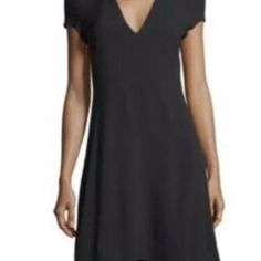 Theory Black Rosina Crepe Easy Day Dress - Size 00 New With Tags Gorgeous Form Fitting Flattering Black Flattering Silhouette Dress For Daywear, Flattering Silhouette Black Daywear Dresses, Black Dresses With Flattering Silhouette For Daywear, Flattering Black Dresses For Daywear, Kelly Green Dresses, Blue Babydoll Dress, White Sheath Dress, Black Sheer Dress, Metallic Mini Dresses