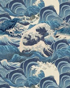 an image of waves in the ocean with blue and white colors on it's surface