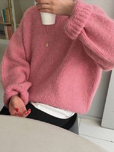 Pull Rose, Oversized Sweater Women, Yarn Sweater, Knit Outerwear, Sweater Outfit, Rory Gilmore