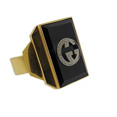 Rare Gucci Onyx Diamond Gold Cuff Bracelet - Oak Gem Designer Gucci Rings With Polished Finish, Gucci Luxury Rings For Formal Occasions, Gucci Luxury Formal Rings, Luxury Gucci Rings For Formal Occasions, Designer Black Enamel Rings For Gift, Designer Black Diamond Jewelry, Luxury Black Diamonds Formal Jewelry, Designer Diamond Jewelry With Polished Finish, Luxury Black Diamond Jewelry For Formal Occasions