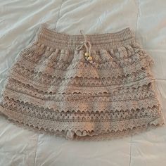 Lace / Crochet Mini Skirt From Altard State Chic Summer Skirt With Crochet Trim, Summer Crochet Lace Skirt, Lace Tiered Skirt Bottoms For Beach, Summer Crochet Skirt For Vacation, Summer Vacation Crochet Skirt, Summer Beach Lace Mini Skirt, Beach Skirt With Crochet Trim, Bohemian Lace Mini Skirt For Summer, Beige Tiered Mini Skirt For Beach