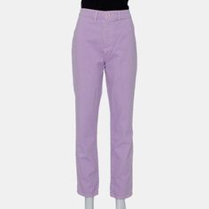 Stauds High Rise Jeans Arrive In A Sweet Lilac Hue, Perfect To Pair With Pastel Tops And Clean Sneakers Or Chic Sandals. The Comfortable Pants Feature Belt Loops On The Waistband, Front Button Zip Closure, And Contrasting Pockets At The Back. Pastel Tops, Chic Sandals, Comfortable Pants, M Jeans, High Rise Jeans, Pocket Detail, Lilac, High Rise, Women Jeans