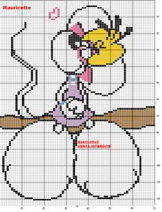 a cross stitch pattern with an image of a snowman