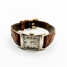 Vintage Lord Elgin Tank Watch Manual Wind Keeps Time Ostrich DeBeers Strap Retro Watches For Men, Vintage Rectangular Watch With Leather Strap, Vintage Watch With Leather Strap And Rectangular Dial, Vintage Watches With Leather Strap And Rectangular Dial, Mens Accessories Vintage, Elgin Watch, Tank Watch, Retro Watches