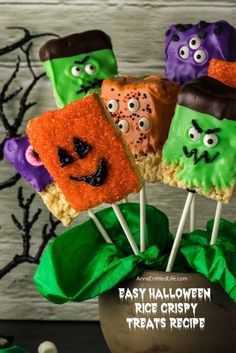 halloween rice krispy treats in a vase