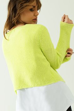 Brighten up your spring wardrobe with our Short Yellow Knit Cardigan, featuring long sleeves for added warmth and style. Made from 100% polyester, this cardigan offers a soft and comfortable feel, perfect for casual wear. The vibrant yellow color adds a pop of cheer to any outfit, while the fine knit fabric ensures a lightweight and cozy fit. With its regular fit, this cardigan is a versatile and essential piece for your spring collection. Model Info: Model is wearing size S. Model's measurement