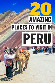 two donkeys standing in front of a mountain with text overlay reading 20 amazing places to visit in peru