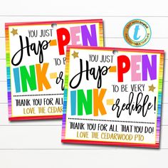 two thank cards with the words you just have to be inked on them