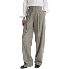 "Find VINCE Plaid High Waist Wool Blend Pants on Editorialist. Roomy straight legs give a menswear-inspired feel to these wool-forward pants completed by a streamlined flat front. 31 1/2\" inseam; 18\" leg opening; 11\" front rise; 13\" back rise (size 8) Zip fly with hook-and-bar closure Side-seam pockets; back welt pockets 49% wool, 39% polyester, 12% viscose Dry clean or hand wash, line dry Imported" Menswear Inspired, Welt Pockets, Welt Pocket, Wool Blend, High Waist, Straight Leg, Dry Clean, Hand Wash, Plaid