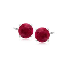 Ross-Simons - 4.00 ct. t. w. Ruby Stud Earrings in Sterling Silver. Bold gemstone color can come at a nice price! These classic stud earrings feature 4.00 ct. t. w. round rubies in bright sterling silver settings. Post/clutch, ruby stud earrings. Ruby birthstones are the perfect gift for July birthdays. Classic Gemstone Clip-on Earrings For Anniversary, Basic Earrings, Ruby Stud Earrings, Jewelry Presentation, Ruby Earrings Studs, Emerald Birthstone, Ruby Birthstone, Fine Jewelery, Ruby Earrings