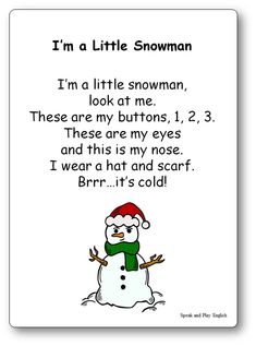 a snowman poem with the words i'm a little snowman