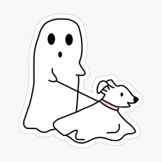 a drawing of a ghost holding a dog