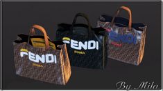 three fendi shopping bags with the word fendi on them