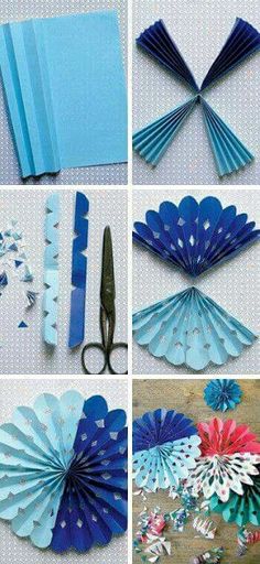 several pictures of different types of paper flowers