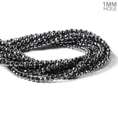 64 facet beads measure approximate 4mm Hematite faceted round Beads 15.5 inches 9 pieces. Beads have 1mm Large Drill Hole.