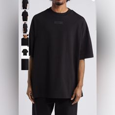 Fear Of God Essentials T-Shirt Men's Medium Black 100% Cotton Crew Neck Nwt(New With Tags) - Fear Of God Essentials Oversized Tee - Black - Men's Medium Oversized Modern T-shirt For Streetwear, Black Boxy Fit Top With Logo Print, Modern Oversized Black Shirt, Modern Black T-shirt For Streetwear, Black Boxy Cotton Top, Black Graphic Tee With Drop Shoulder, Black Boxy Fit Graphic Tee, Black Drop Shoulder Graphic Tee, Sporty Black Boxy Fit T-shirt