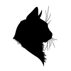 the silhouette of a cat's head is shown in black on a white background