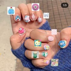 Hangyodon Nails, Tamagotchi Nails, Mens Nails, Cool Makeup Looks, Bling Acrylic Nails, Kawaii Nails, Nails Desing, Cute Nail Art