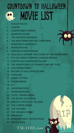 a movie list for halloween with black cats