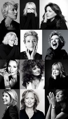 black and white portraits of women with different expressions