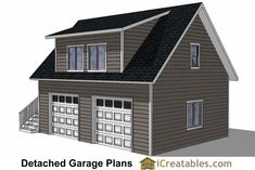 a two car garage with an attached garage plans on the front and second story above