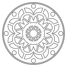 a black and white circular design with circles in the shape of an abstract flower on a white background