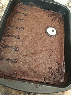 a chocolate cake sitting on top of a pan