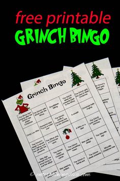 free printable grinch bingo game for kids to play on the christmas tree theme