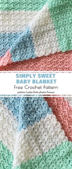 a crocheted baby blanket with the words simply sweet baby blanket