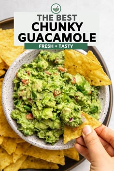 the best chunky guacamole fresh and tasty with text overlay