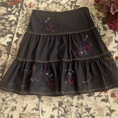 New With Tags. This Adorable Bohemian Style Embroidered Skirt Has Ruffle Detail And Is Fully Lined. It Has A Zip Side. Super Cute With A Sweater And Leggings. Funky Fits, Grunge Witch, Sweater And Leggings, Nice Clothing, Dream Aesthetic, Embroidered Skirt, Swaggy Outfits, Fairy Grunge, Sweaters And Leggings