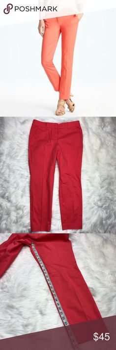 J. Crew coral cafe Capri size 6 NWT pants trousers New with tags  A J. Crew Pants & Jumpsuits Ankle & Cropped Fitted Workwear Capri Pants, Fitted Capri Length Bottoms For Work, Fitted Capri Length Work Pants, Fitted Capri Length Pants For Work, Fitted Capri-length Pants For Spring, Fitted Capri Length Pants For Spring, Spring Mid-rise Fitted Capris, Fitted Ankle-length Capris With Pockets, Pink Stretch Cropped Leg Pants