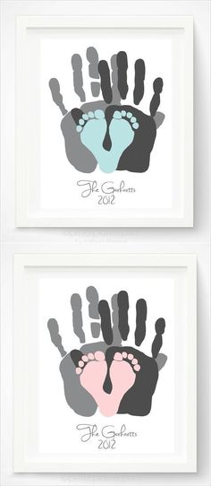 Hand und Fuß Bild Idee - Dekoration fürs Baby-/ Kinderzimmer Idee Babyshower, Baby Room Diy, Baby Footprints, Room Deco, Handprint Art, Baby Diy, Baby Time