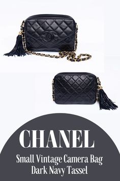 #Chanel #Small #Vintage #Camera #Bag #Dark #Navy #Tassel Bag Dark, Vintage Camera, Navy Color, Dark Navy, Camera Bag, Timeless Fashion, Tassels