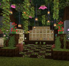 a room with lots of plants and flowers on the walls in minecraft, which is very similar to what i'm going to do