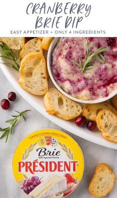 cranberry brie dip is an easy appetizer and only 4 ingredients