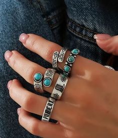 Cute Ring Set Includes of of each Trendy Alloy Ring Jewelry, Vintage Silver Alloy Rings, Trendy Alloy Open Ring Jewelry, Trendy Open Ring Alloy Jewelry, Bohemian Alloy Rings As Gifts, Bohemian Alloy Rings As A Gift, Adjustable Alloy Ring, Adjustable Retro Nickel-free Jewelry, Adjustable Open Ring Made Of Alloy