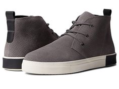 STRAUSS + RAMM The Chukka-S - Men's Shoes : Gray Suede : Step into style and comfort with the simple but bold STRAUSS + RAMM The Chukka-S. A solid, laid-back chukka crafted in a genuine suede upper with a perforated texture and lace-up closure. Set on an anatomically contoured insole made from coconut extract paste forms to the shape of your foot for premium comfort. Round closed toe construct with heel collar pull tab. Reinforced heel guard. Finished on a flexible rubber traction sole. Leather Casual Low-top Chukka Boots With Textured Sole, Low-top Suede Chukka Boots With Textured Sole, Suede Low-top Chukka Boots With Textured Sole, Casual Sneakers With Suede Overlays, Casual Lace-up Sneakers With Suede Overlays, Casual Sneakers With Suede Overlays And Round Toe, Casual Lace-up Chukka Boots For Fall, Casual Suede Chukka Boots Plain Toe, Suede Lace-up Chukka Boots For Fall