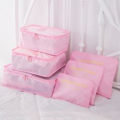 Color: pink Travel Luggage Packing, Travel Luggage Organization, Underbed Storage, Packing Organizers, Packing Luggage, Storing Clothes, Luggage Organization, Organized Packing, Travel Bag Organization