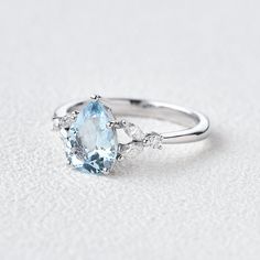 Pear Shaped Aquamarine White Gold Ring - Felicegals Gold Engagement Ring Marquise, Engagement Ring Marquise, Rose Gold Moissanite Ring, Cuffing Season, Handmade Wedding Rings, Cute Engagement Rings, Ring Marquise, Engagement Rings Marquise, Aquamarine Engagement Ring