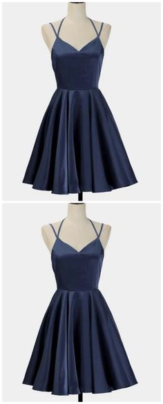 Spark Queen simple short blue sleeveless v-neck mini Blue Grad Dresses, Grade 8 Grad Dresses, Mini Evening Dress, Promotion Dresses, Grad Dresses Short, School Dance Dresses, Evening Mini Dresses, Hoco Dresses Short, Marine Uniform