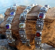 Silver Bali Bracelet, Indian Silver Bracelet w/ Amethyst, Citrine & Garnet, Tribal Silver Bracelet, Fantasy Bracelet, Bracelet Indian, Bracelet Friendship, Funky Jewelry, Amethyst Bracelet, Mens Accessories Fashion, February Birth Stone, Friendship Gifts, Dream Jewelry