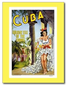 an advertisement for cuba featuring a woman in a dress